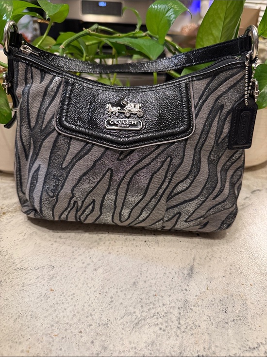 Coach Handbags - Coach 44407 Madison Lurex Metallic Shoulder Bag Black Silver Y2K